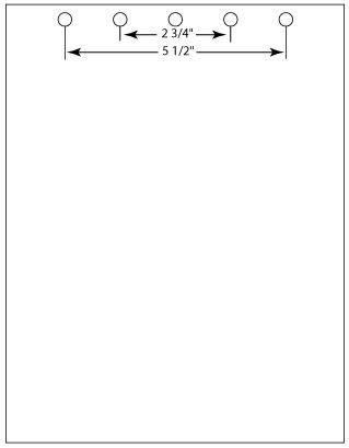 5-Hole Punch Top 5/16" Holes 1 3/8" Center-to-Center